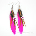 Cheap Bohemian Ethnic Feather Earrings Beaded Hook Earrings